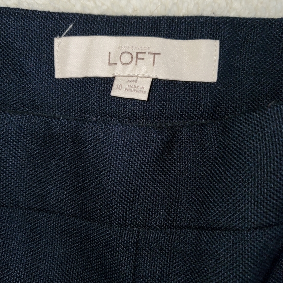 Loft, 10, Navy Blue Dress Pants, Gold Button Detail, Side Zip, Pockets - Picture 5 of 7